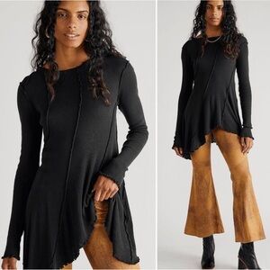 We the Free Free People Full Swing Tunic - Size Medium in Charcoal Black